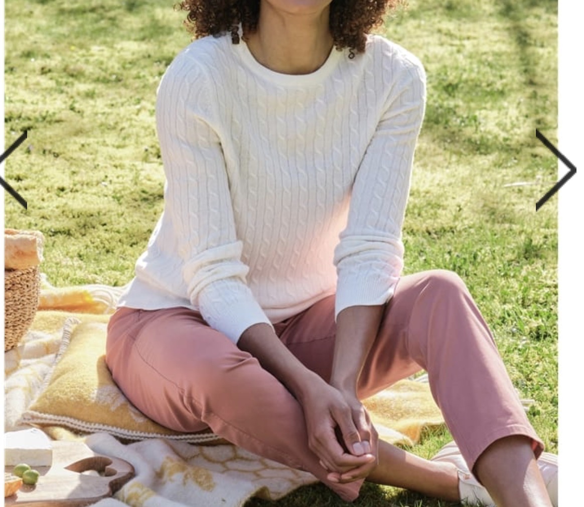 Cream cable-knit crewneck