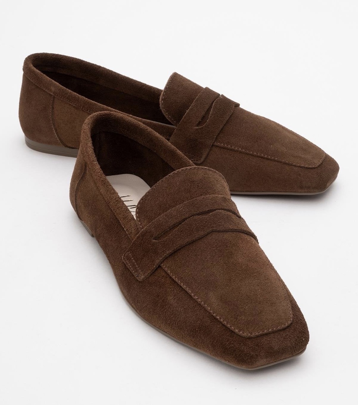 Brown suede loafers